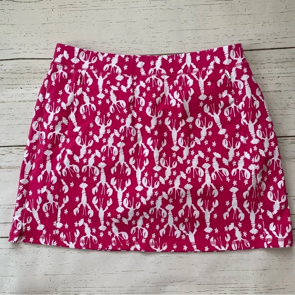 Talbots Pink Lobster Novelty print skirt skort size L